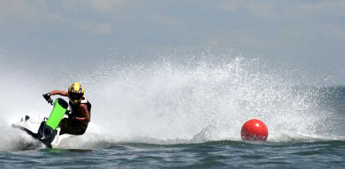 Race mark being used for course marking in jet ski race