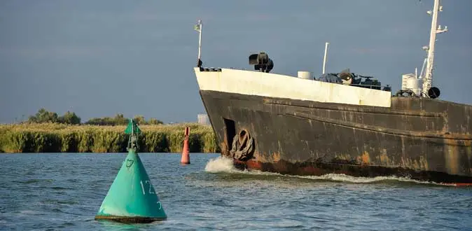 Channel markers indicating harbour entrance