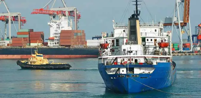 Navigation buoys demarcating areas in port
